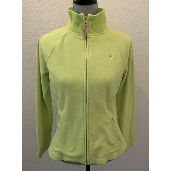 Lilly Pulitzer lime green fleece jacket coat small Warm Full Zip Excellent RARE - Picture 1 of 9